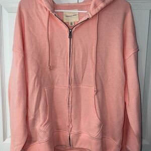 American Eagle Outfitters Pink Hooded Zip-Up Sweatshirt